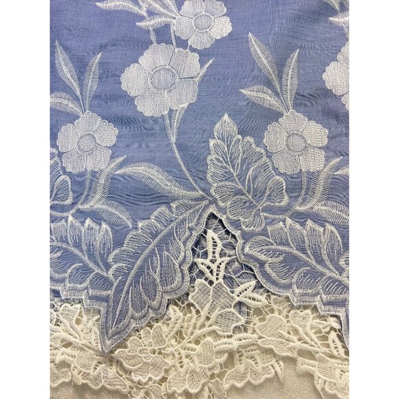 Tahari Blue Sleeveless Floral Embroidered Sheath Dress With Lace Hem NWT Size 8 - Picture 5 of 5